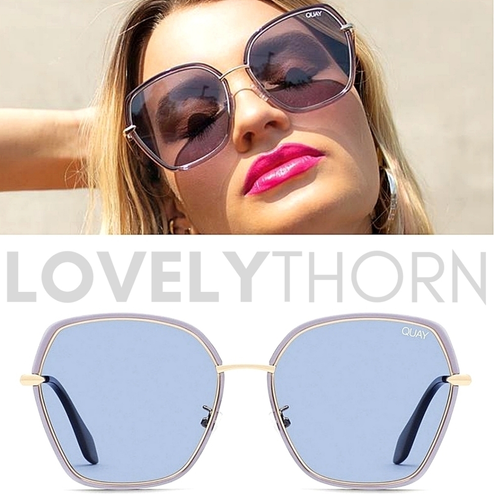 QUAY // ltd ed retro-chic over-sized hexagonal frames lt blue lens sunglasses